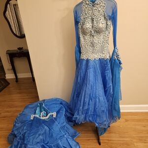 Ballroom Dress Elegant Blue Embellished Women's Dress
